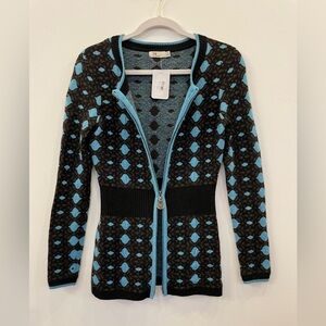 Neve Peplum Geometric Cardigan Sweater